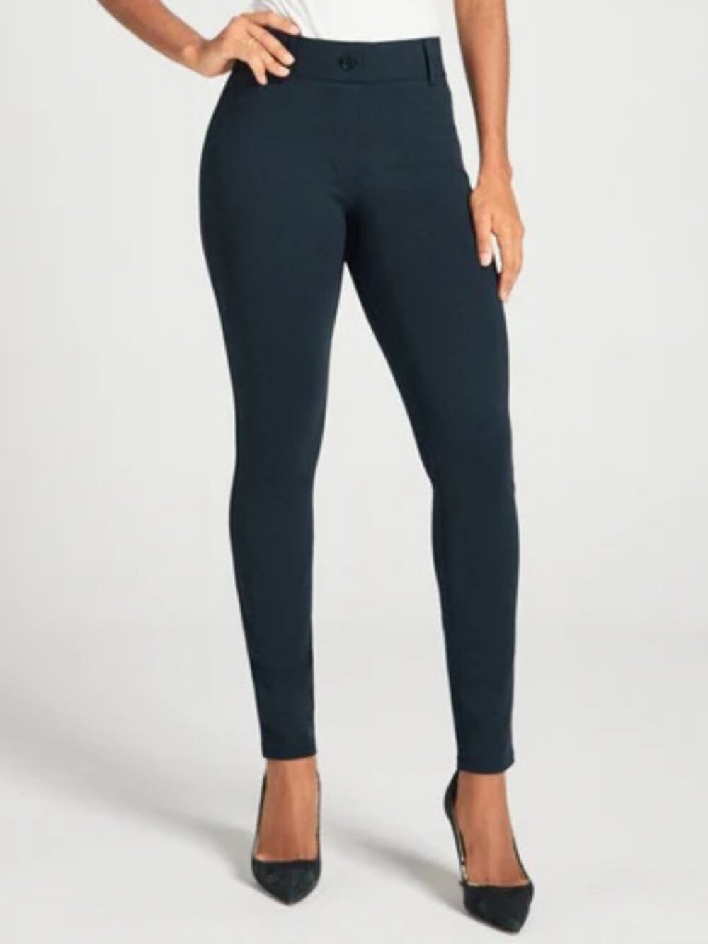 Betabrand Classic Dress Pant Yoga Pant Skinny Size Small Navy Blue Career Office